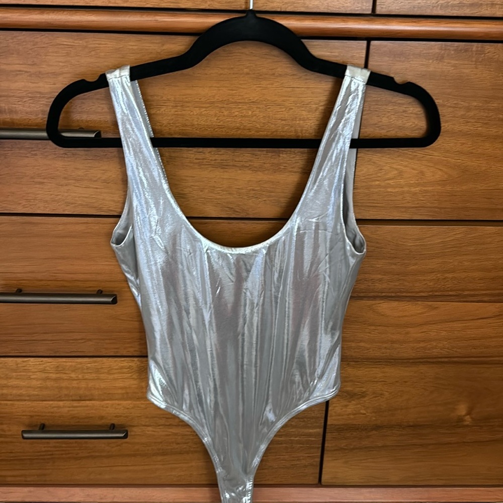 Worn once Superdown silver bodysuit
